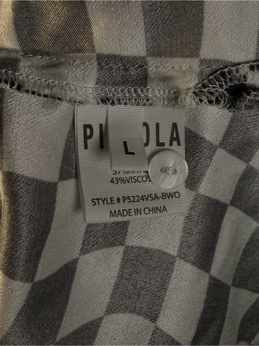 pistola Black and White Checkered Short Sleeve Button-Up Top - Picture 6 of 7
